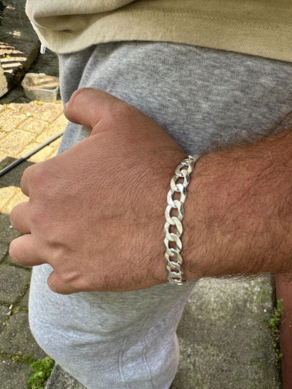 Italiano Silver, Inc. Flat Curb Cuban Link Chain Bracelet Real 925 Sterling Silver Sleek Box Clasp