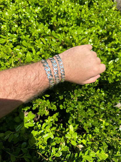 Italiano Silver, Inc. Flat Curb Cuban Link Chain Bracelet Real 925 Sterling Silver Sleek Box Clasp