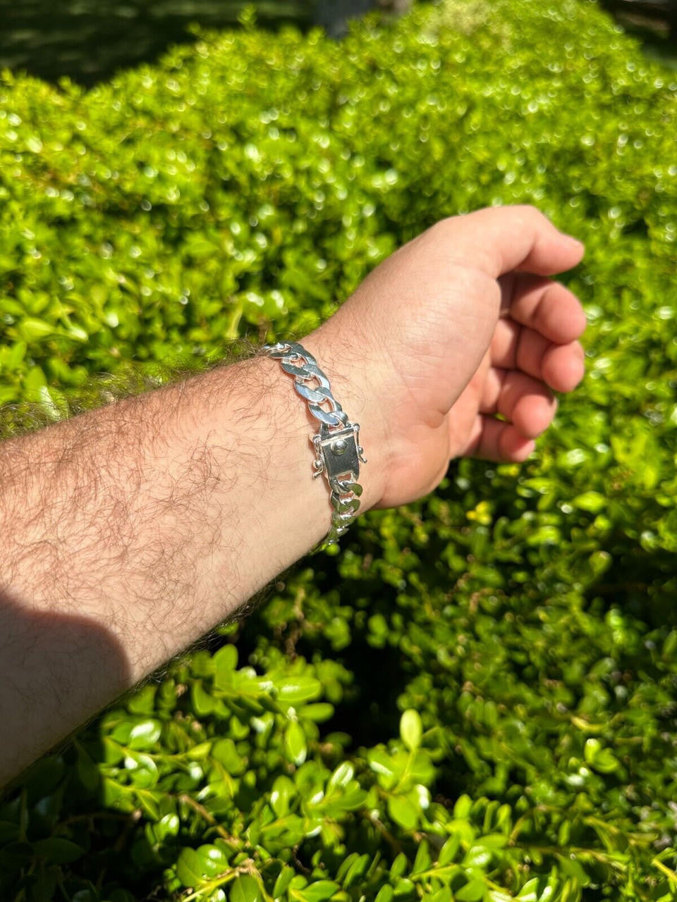 Italiano Silver, Inc. Flat Curb Cuban Link Chain Bracelet Real 925 Sterling Silver Sleek Box Clasp