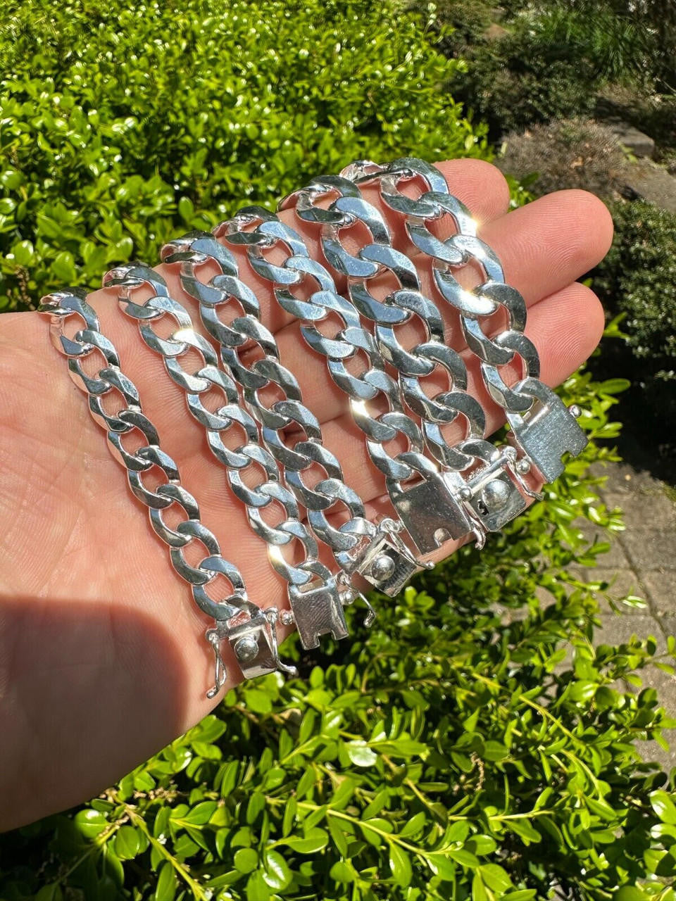 Italiano Silver, Inc. Flat Curb Cuban Link Chain Bracelet Real 925 Sterling Silver Sleek Box Clasp