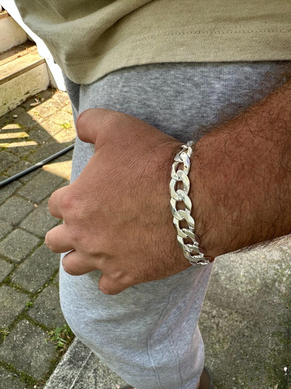 Italiano Silver, Inc. Flat Curb Cuban Link Chain Bracelet Real 925 Sterling Silver Sleek Box Clasp