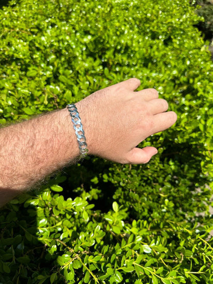 Italiano Silver, Inc. Flat Curb Cuban Link Chain Bracelet Real 925 Sterling Silver Sleek Box Clasp