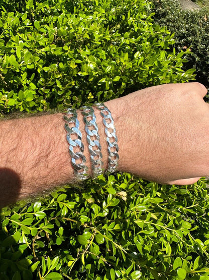 Italiano Silver, Inc. Flat Curb Cuban Link Chain Bracelet Real 925 Sterling Silver Sleek Box Clasp