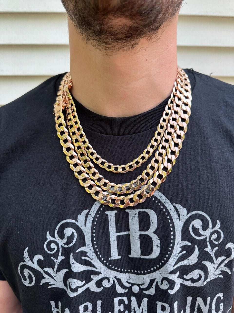 Italiano Silver, Inc. Flat Curb Cuban Link Chain Necklace 14k Rose Gold Plated 925 Silver Box Clasp