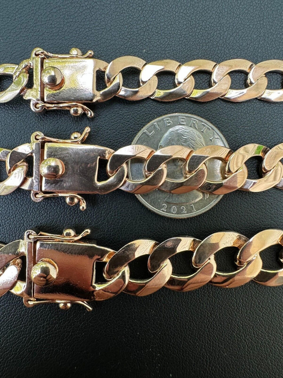 Italiano Silver, Inc. Flat Curb Cuban Link Chain Necklace 14k Rose Gold Plated 925 Silver Box Clasp