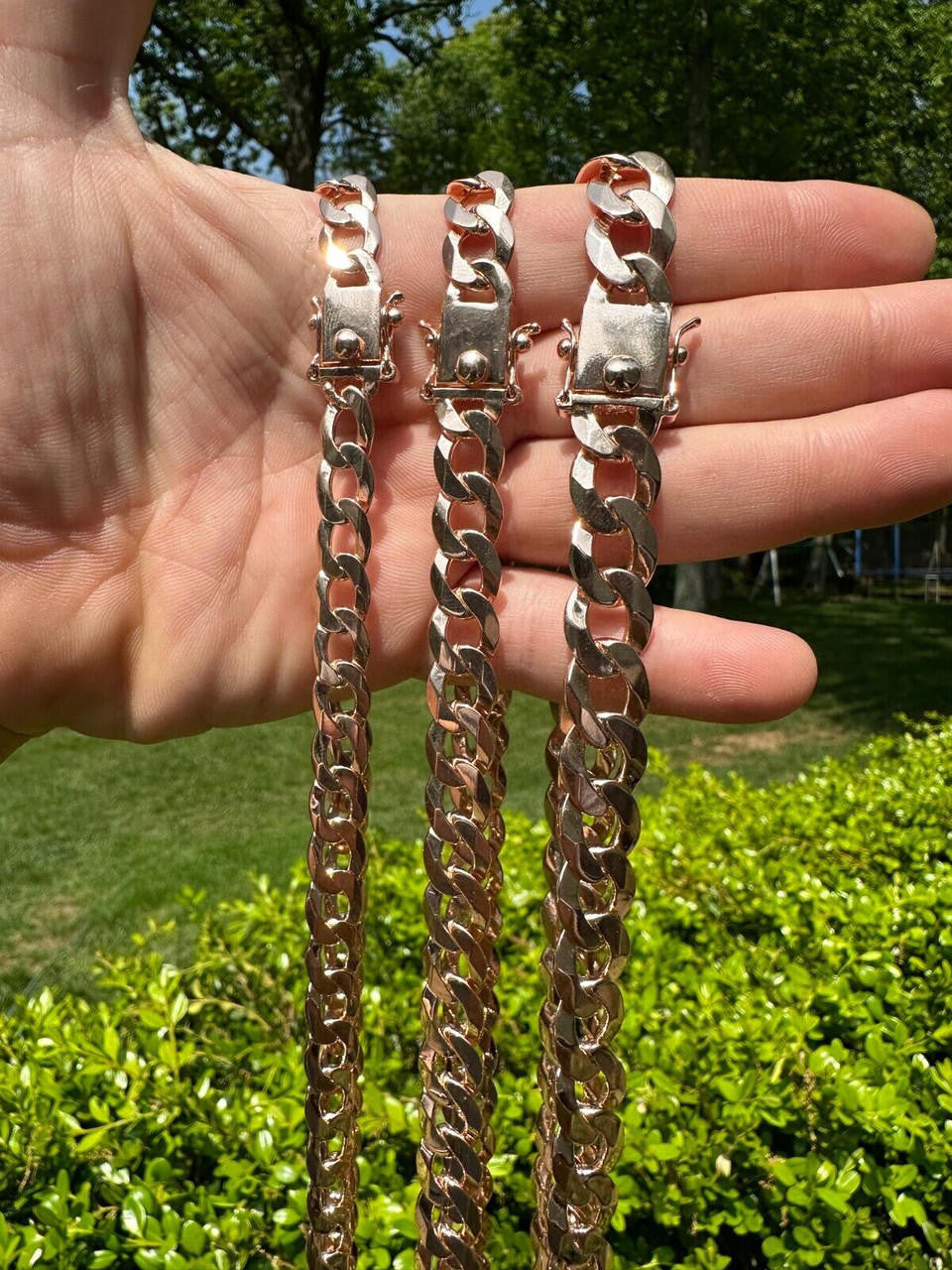 Italiano Silver, Inc. Flat Curb Cuban Link Chain Necklace 14k Rose Gold Plated 925 Silver Box Clasp