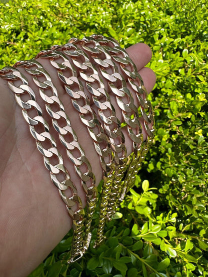 Italiano Silver, Inc. Flat Curb Cuban Link Chain Necklace 14k Rose Gold Plated 925 Silver Box Clasp