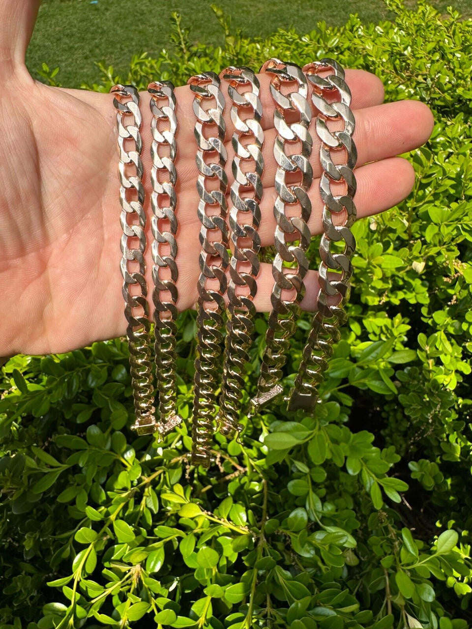 Italiano Silver, Inc. Flat Curb Cuban Link Chain Necklace 14k Rose Gold Plated 925 Silver Box Clasp