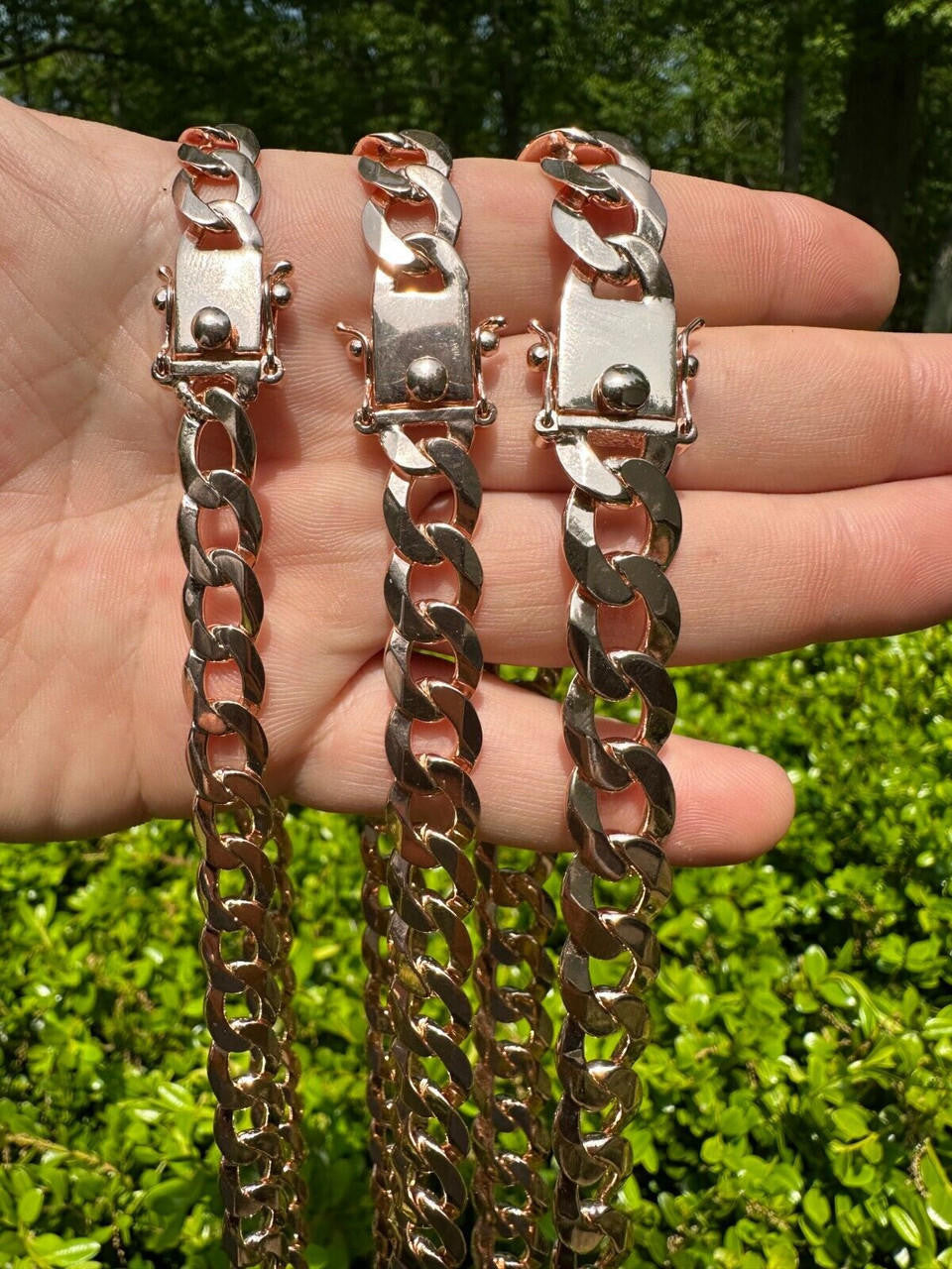Italiano Silver, Inc. Flat Curb Cuban Link Chain Necklace 14k Rose Gold Plated 925 Silver Box Clasp