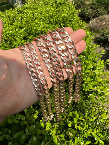 Italiano Silver, Inc. Flat Curb Cuban Link Chain Necklace 14k Rose Gold Plated 925 Silver Box Clasp