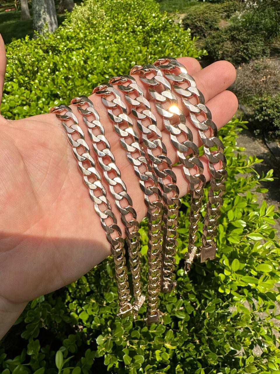 Italiano Silver, Inc. Flat Curb Cuban Link Chain Necklace 14k Rose Gold Plated 925 Silver Box Clasp