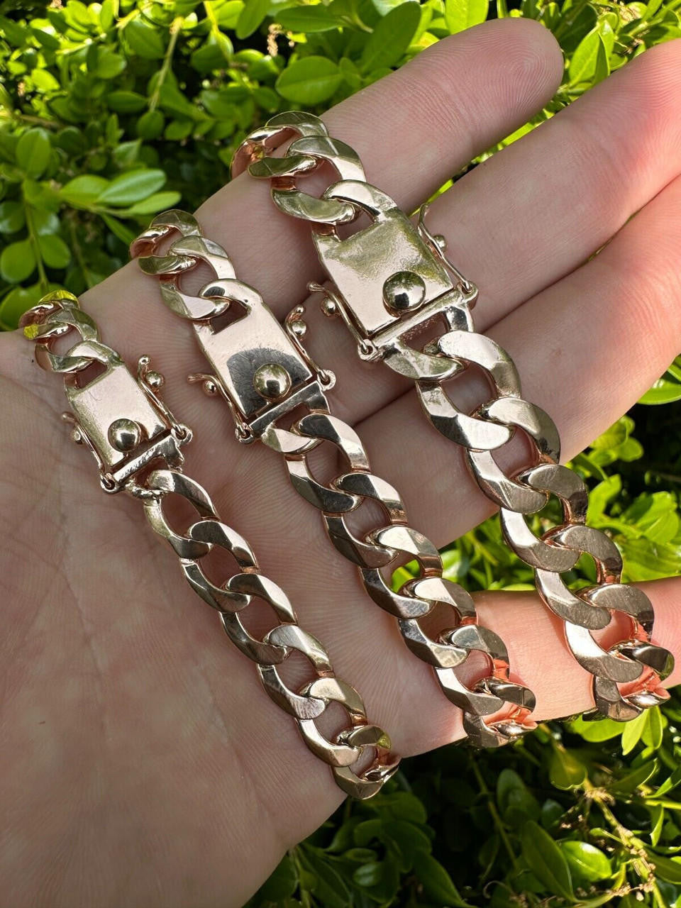 Italiano Silver, Inc. Flat Curb Cuban Link Chain Necklace 14k Rose Gold Plated 925 Silver Box Clasp