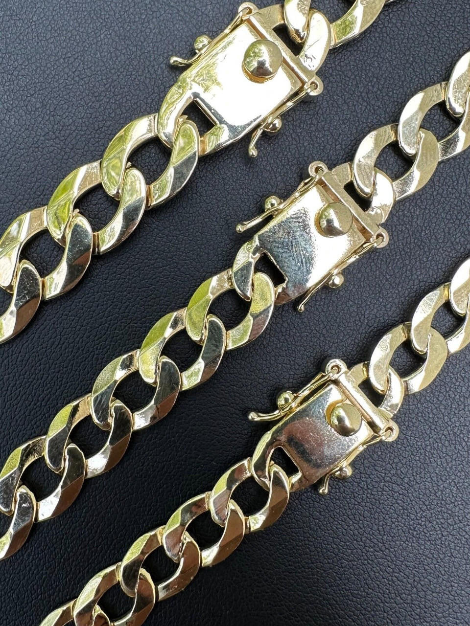 Italiano Silver, Inc. Flat Curb Cuban Link Chain Necklace Real 14k Gold Plated 925 Silver Box Clasp