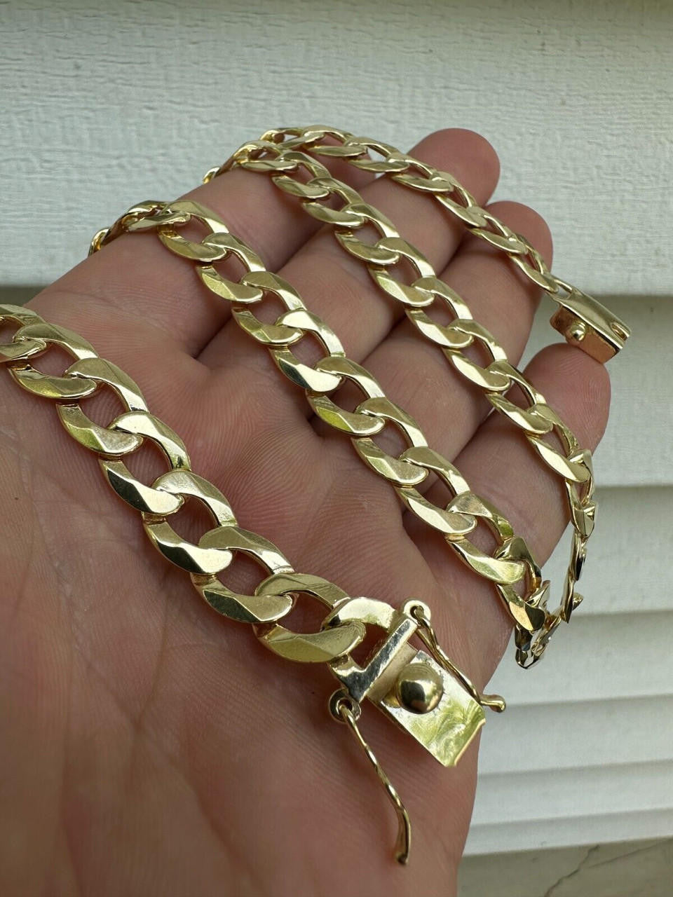 Trendsmax Hammer Cuban Link Chain Necklace – Silver & Yellow Gold Plated, 18-30 Inch, Lobster Clasp