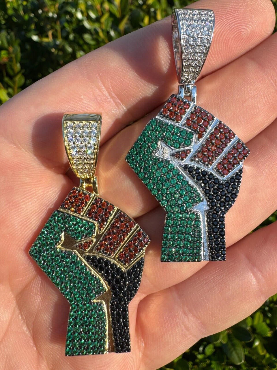 Free Palestine Fist Palestinian 925 Silver Gold Plated Pendant