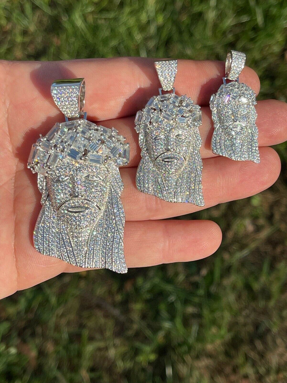 Italiano Silver, Inc Fully Iced Baguette MOISSANITE Jesus Piece Pendant Pass Diamond Test Out Hip Hop