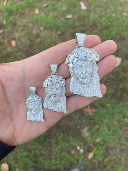 Italiano Silver, Inc Fully Iced Baguette MOISSANITE Jesus Piece Pendant Pass Diamond Test Out Hip Hop
