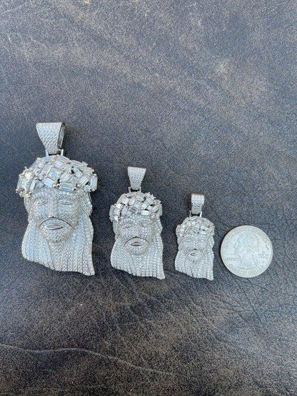 Italiano Silver, Inc Fully Iced Baguette MOISSANITE Jesus Piece Pendant Pass Diamond Test Out Hip Hop