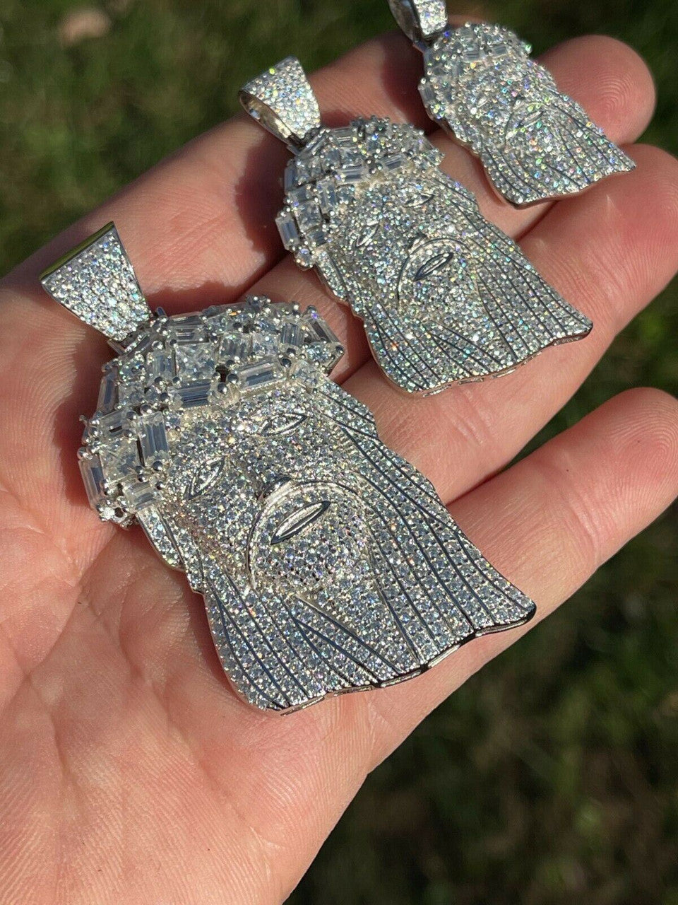 Italiano Silver, Inc Fully Iced Baguette MOISSANITE Jesus Piece Pendant Pass Diamond Test Out Hip Hop