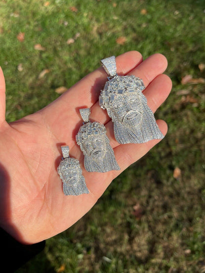 Italiano Silver, Inc Fully Iced Baguette MOISSANITE Jesus Piece Pendant Pass Diamond Test Out Hip Hop