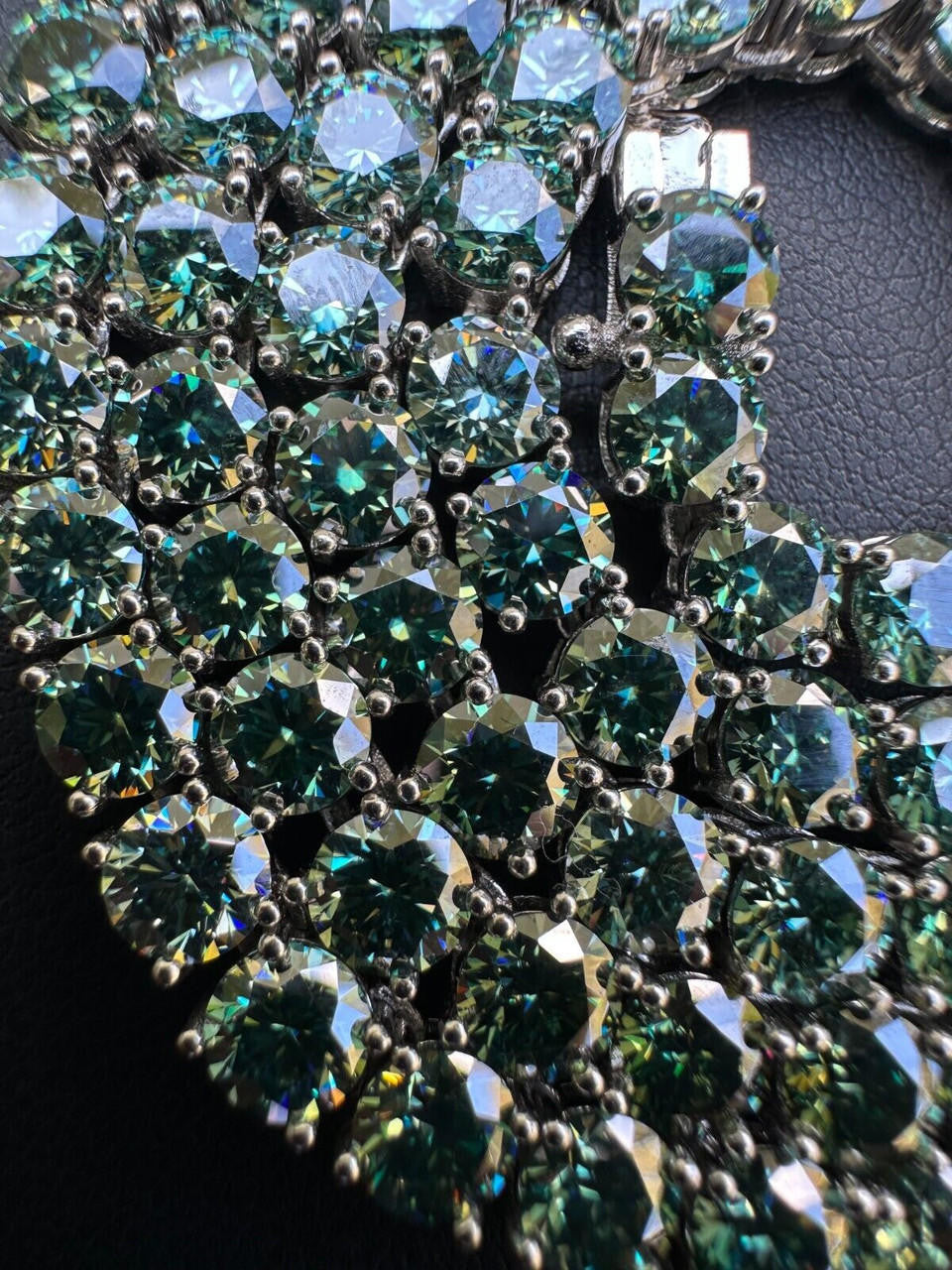 Italiano Silver, Inc. Green Tiffany Blue MOISSANITE 5mm Tennis Chain 925 Silver Iced Necklace Pass Tester