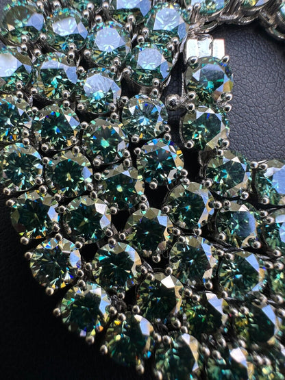 Italiano Silver, Inc. Green Tiffany Blue MOISSANITE 5mm Tennis Chain 925 Silver Iced Necklace Pass Tester