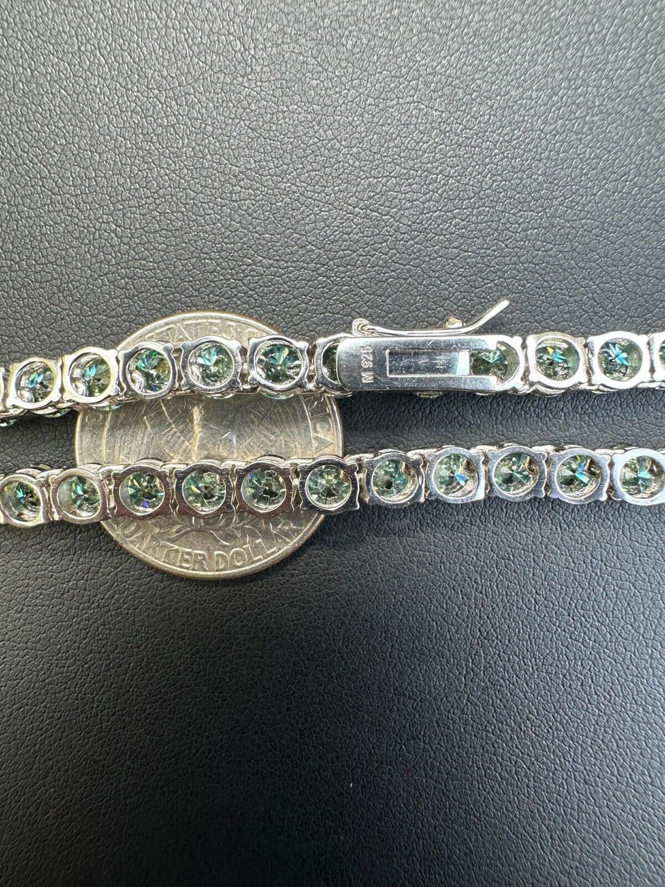 Italiano Silver, Inc. Green Tiffany Blue MOISSANITE 5mm Tennis Chain 925 Silver Iced Necklace Pass Tester