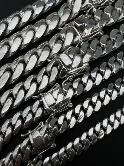 Italiano Silver, Inc. Handmade Tight Link Miami Cuban Chains Bracelets In 999 Silver - MADE TO ORDER In 2-3 Weeks