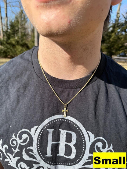 Italiano Silver, Inc. Hearts Chrome Cross Pendant - 14k Gold Vermeil 925 Silver - 3 Sizes 1"-2.5"