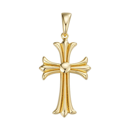 Italiano Silver, Inc. Hearts Chrome Cross Pendant - 14k Gold Vermeil 925 Silver - 3 Sizes 1"-2.5"