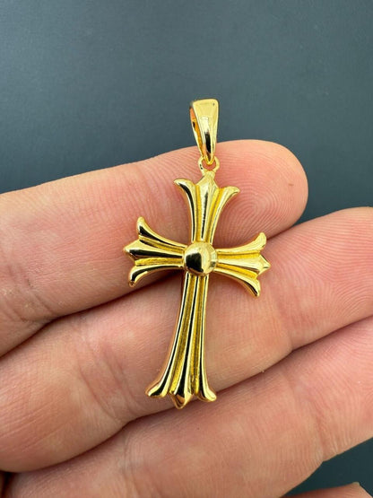 Italiano Silver, Inc. Hearts Chrome Cross Pendant - 14k Gold Vermeil 925 Silver - 3 Sizes 1"-2.5"