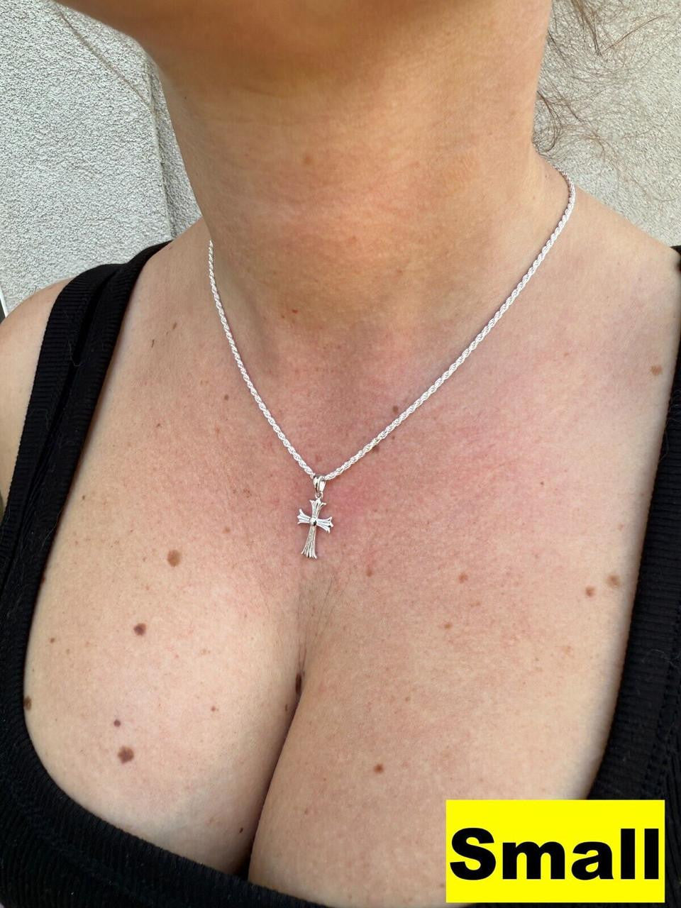 Italiano Silver, Inc. Hearts Chrome Cross Pendant - 925 Silver - 3 Sizes 1"-2.5"