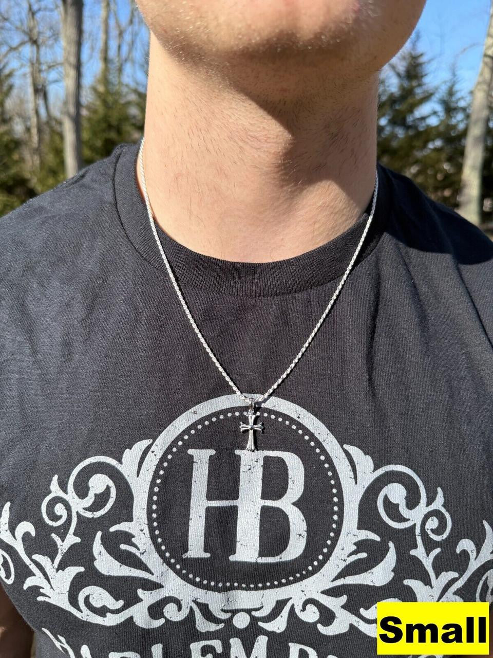 Italiano Silver, Inc. Hearts Chrome Cross Pendant - 925 Silver - 3 Sizes 1"-2.5"