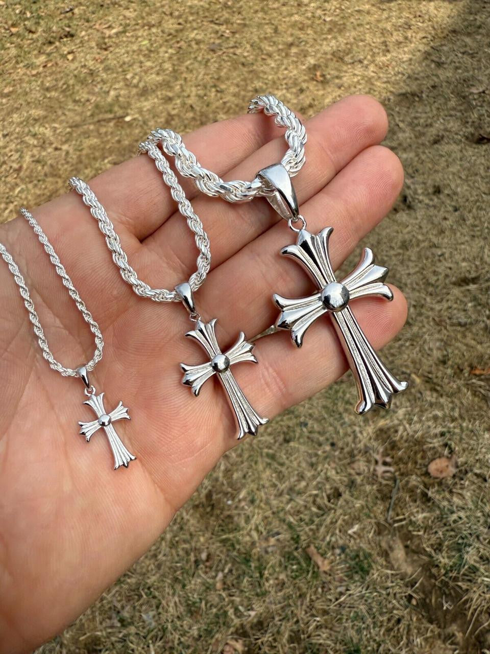 Silver Chrome Hearts Cross Pendant - 925 Silver – Harlembling