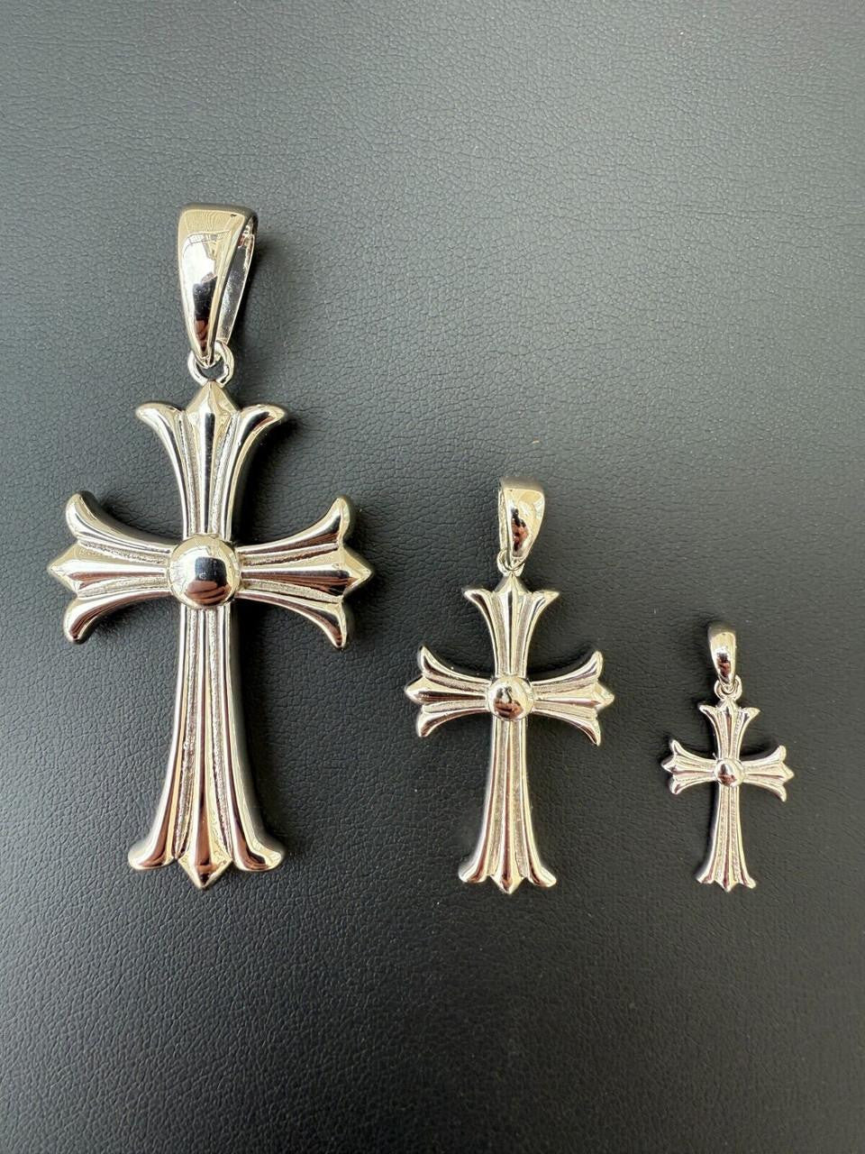 Italiano Silver, Inc. Hearts Chrome Cross Pendant - 925 Silver - 3 Sizes 1"-2.5"