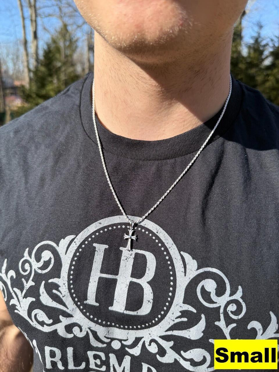 Italiano Silver, Inc. Hearts Chrome Cross Pendant - 925 Silver - 3 Sizes 1"-2.5"