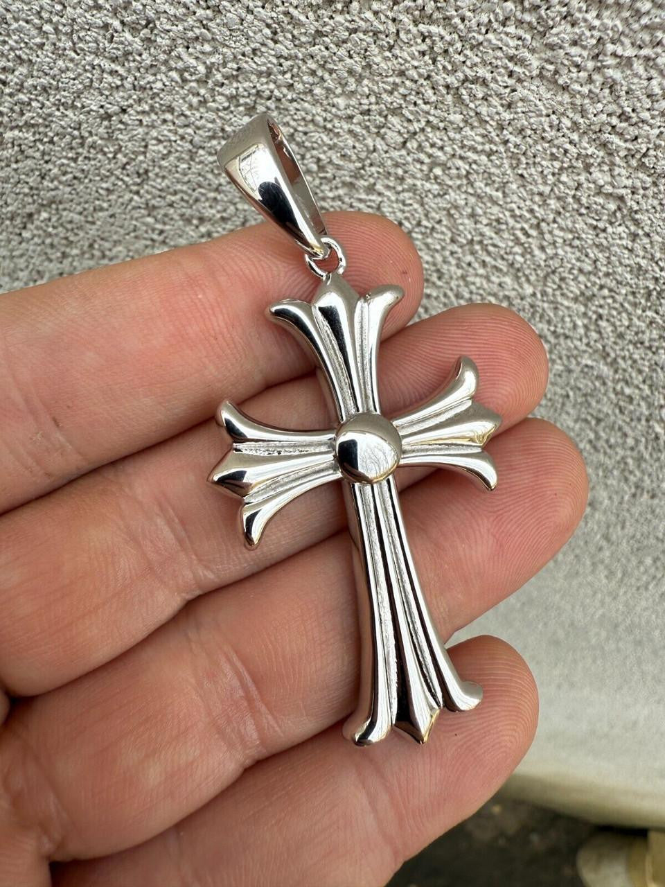 Italiano Silver, Inc. Hearts Chrome Cross Pendant - 925 Silver - 3 Sizes 1"-2.5"