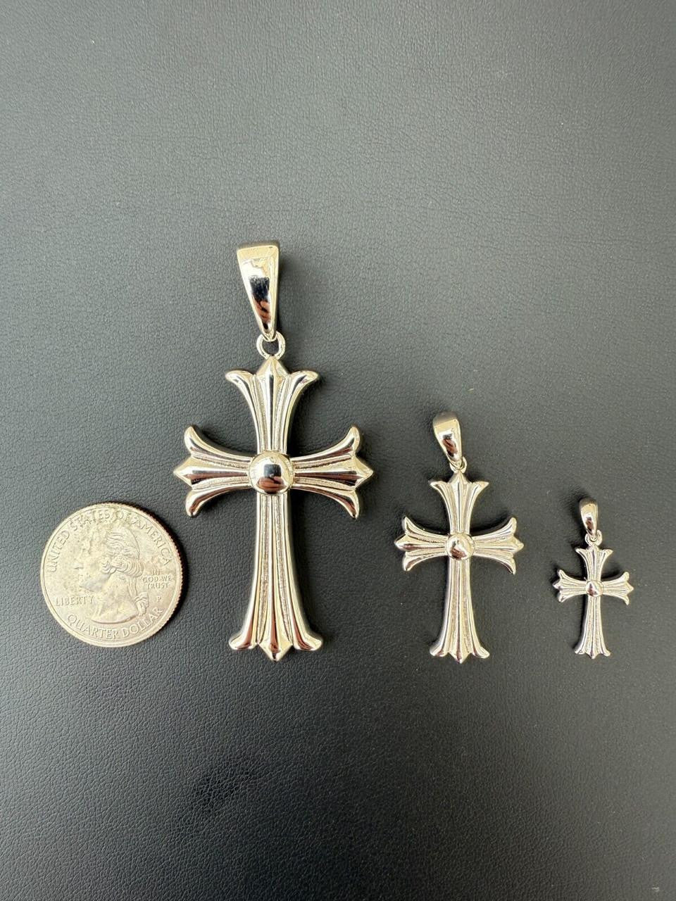 Italiano Silver, Inc. Hearts Chrome Cross Pendant - 925 Silver - 3 Sizes 1"-2.5"
