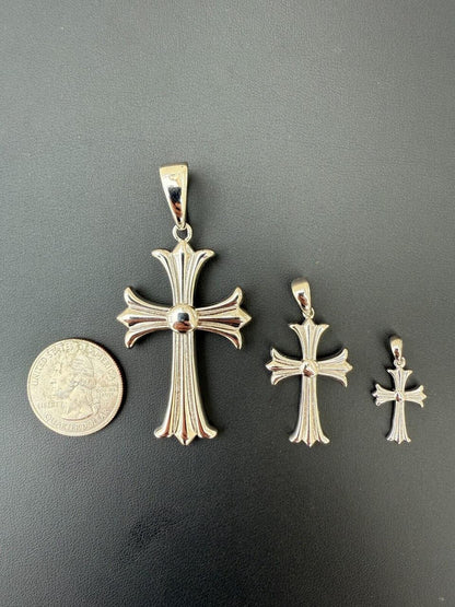 Italiano Silver, Inc. Hearts Chrome Cross Pendant - 925 Silver - 3 Sizes 1"-2.5"