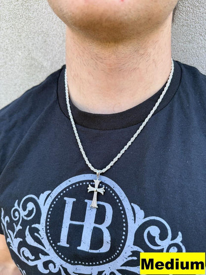 Italiano Silver, Inc. Hearts Chrome Cross Pendant - 925 Silver - 3 Sizes 1"-2.5"