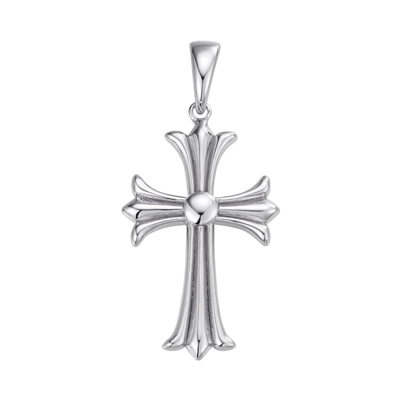 Italiano Silver, Inc. Hearts Chrome Cross Pendant - 925 Silver - 3 Sizes 1"-2.5"