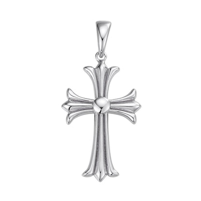 Italiano Silver, Inc. Hearts Chrome Cross Pendant - 925 Silver - 3 Sizes 1"-2.5"