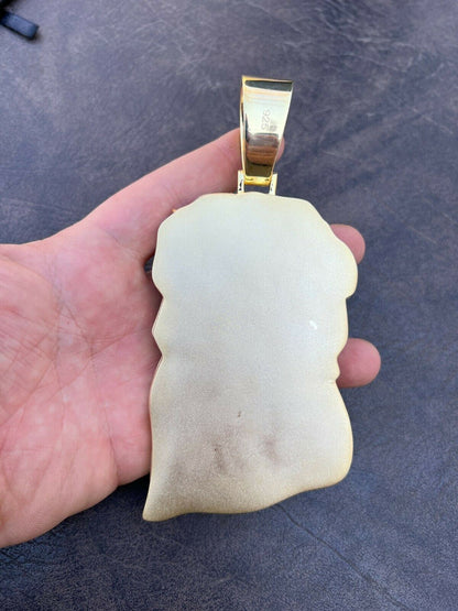 Italiano Silver, Inc HUGE 6 290 Gram 14k Gold Vermeil Silver Mens Iced Baguette Diamond Jesus Piece