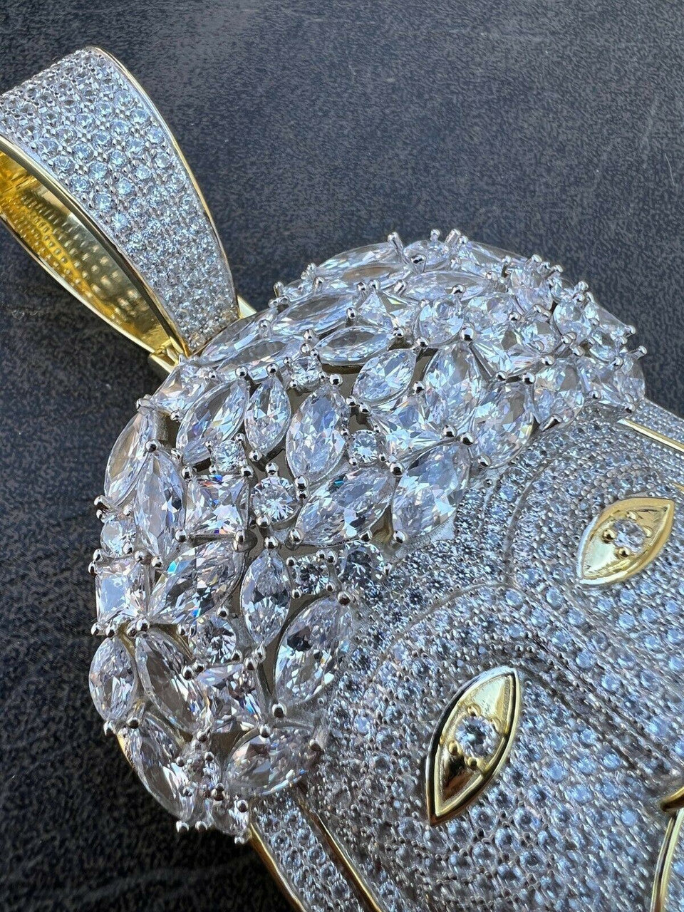 Italiano Silver, Inc HUGE 6 290 Gram 14k Gold Vermeil Silver Mens Iced Baguette Diamond Jesus Piece