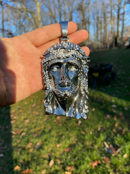 Italiano Silver, Inc HUGE 6 310 Gram ICED MOISSANITE 925 Silver Hip Hop Mens Jesus Piece Pendant