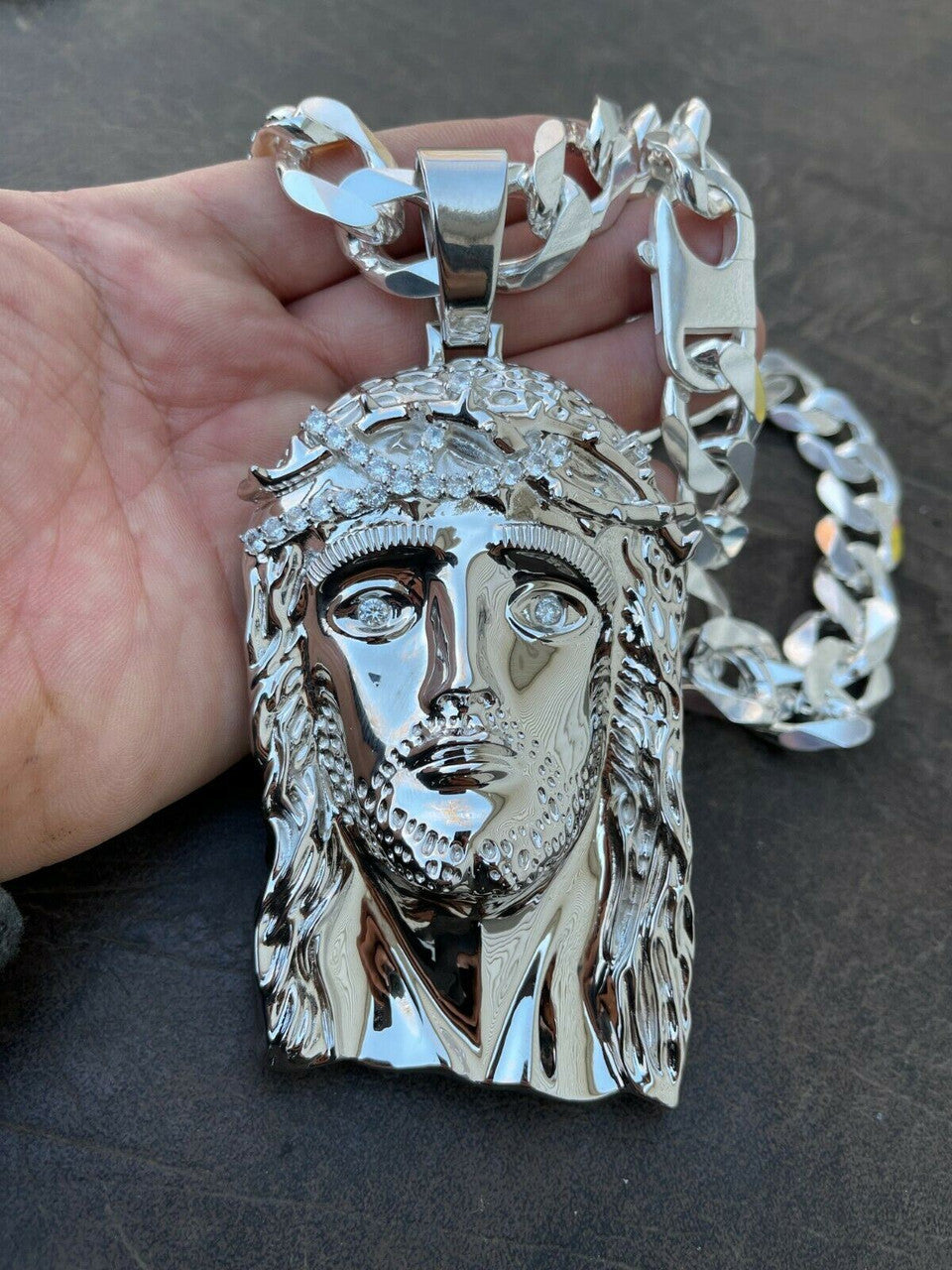Italiano Silver, Inc HUGE 6 310 Gram ICED MOISSANITE 925 Silver Hip Hop Mens Jesus Piece Pendant