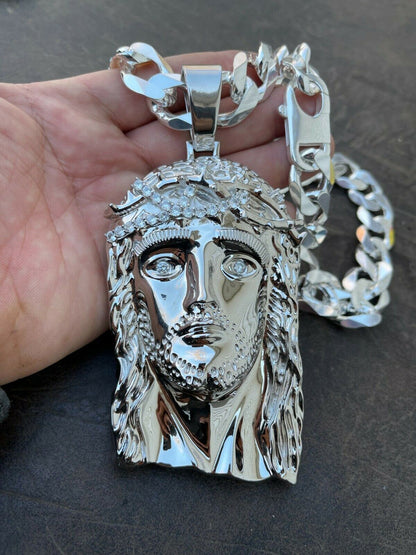 Italiano Silver, Inc HUGE 6 310 Gram ICED MOISSANITE 925 Silver Hip Hop Mens Jesus Piece Pendant