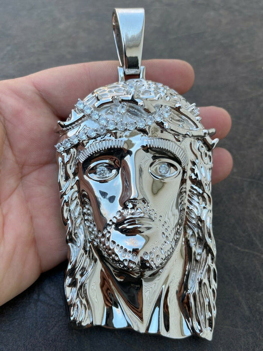 Italiano Silver, Inc HUGE 6 310 Gram Real 925 Silver Hip Hop Mens Jesus Piece Pendant Necklace Iced