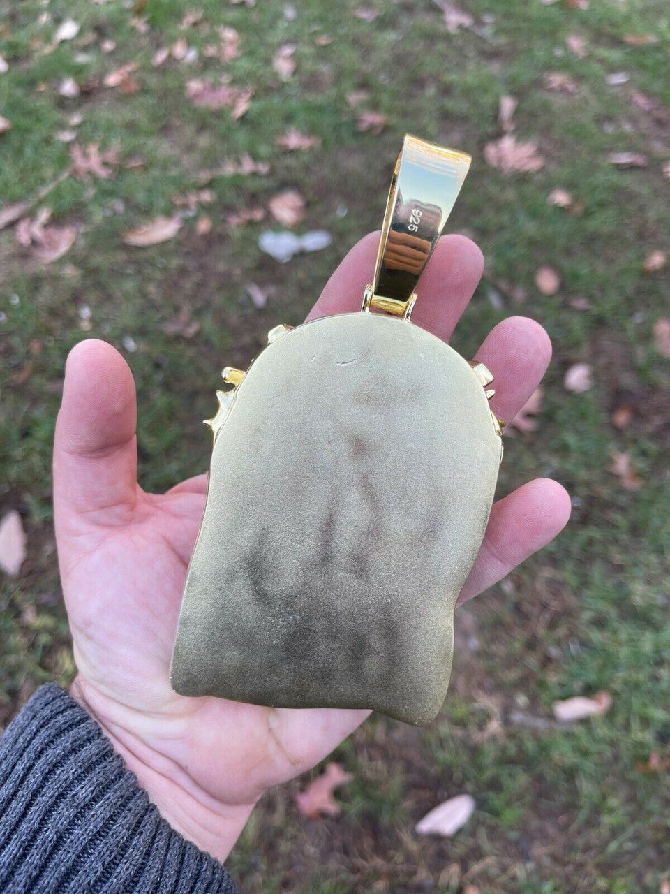 Italiano Silver, Inc HUGE 6 450 Gram 14k Gold Real 925 Silver Mens Iced Jesus Piece Pendant Necklace