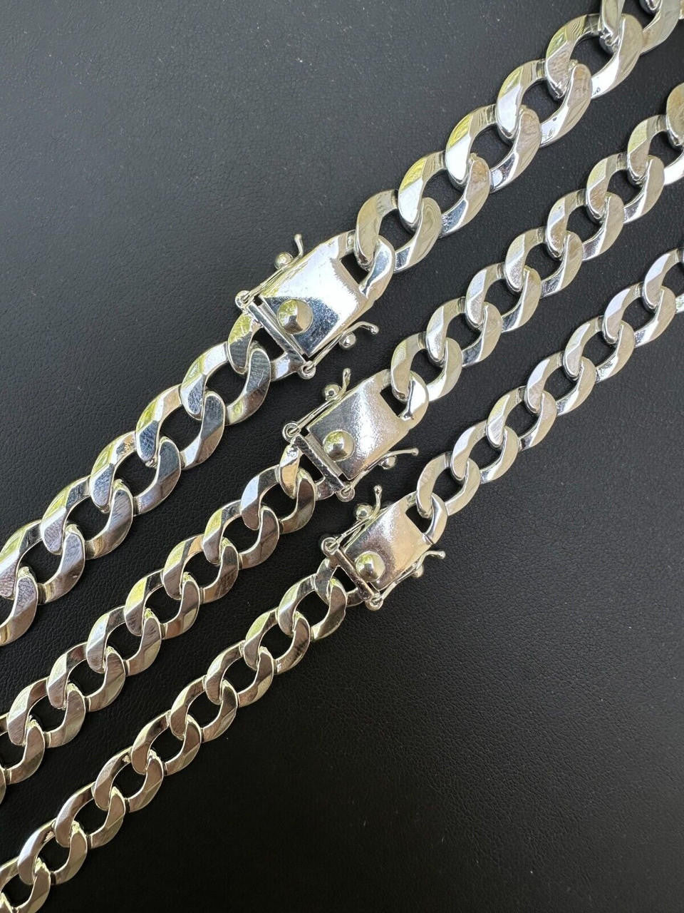 Italiano Silver, Inc. Italy Flat Curb Cuban Link Chain Necklace Real 925 Sterling Silver Box Clasp
